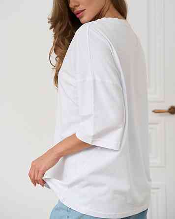 Футболка женская оверсайз круглое горло Nicoletta - Белая Киев