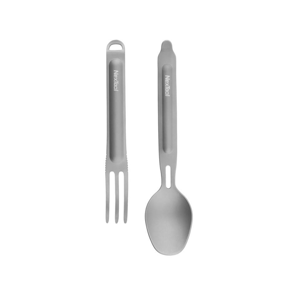 Туристичний набір ложка-виделка NexTool Titanium Tableware Set, титан Киев - изображение 4