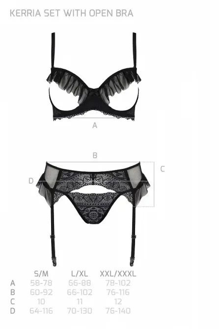 Комплект Passion KERRIA SET WITH OPEN BRA black XXL/XXXL - ECO Passion Львів - фото 5