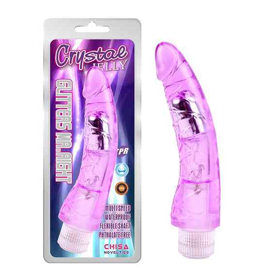 Вибромассажер реалистик Chisa Crystal Jellie с ребристой структурой, фиолетовый Sex Aura Киев