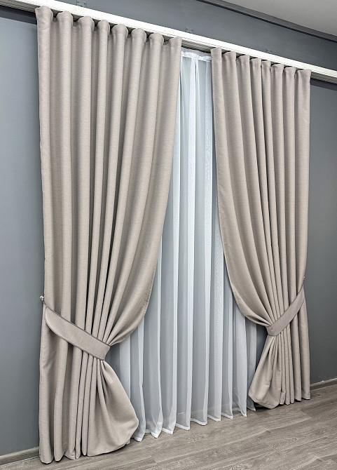 Комплект готовых штор VR-Textil Блэкаут двусторонний Eclipsе № 1818ш Попелястий 200х270 см 2 шт (32-138) Киев - изображение 3