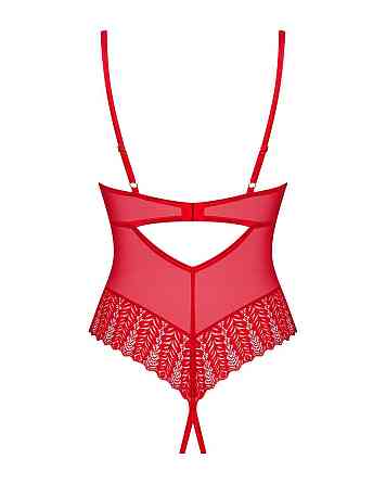 Боді з доступом Obsessive Ingridia crotchless teddy XL/2XL, червоне, відкриті груди Sex Aura Київ