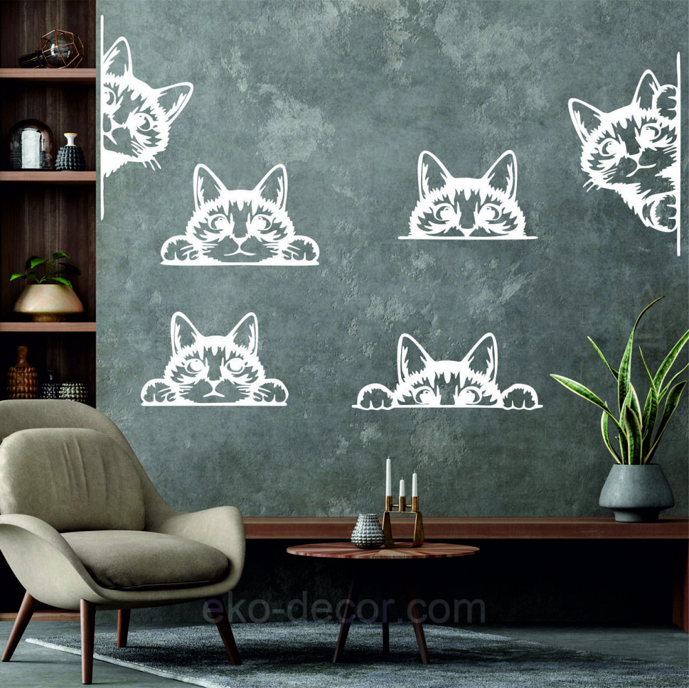 Декоративное настенное 3D Панно «Кот» Декор на стену с объемом (цена за 1 шт) 50*32 см, Белый Киев - изображение 9