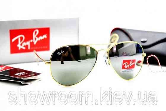 Женские солнцезащитные очки в стиле RAY BAN aviator (золотая оправа) (2907) Киев