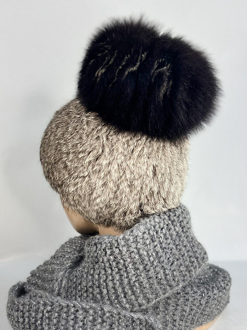Шапка меховая женская фонарик Эльвира Серый Харьков - изображение 3