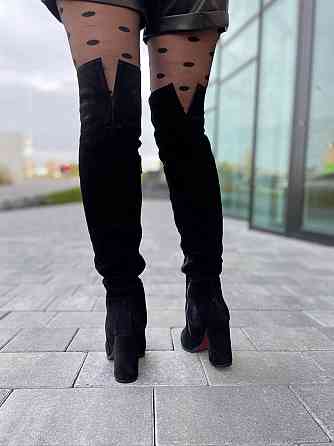 Nivelle Ботфорти зимові жіночі замшеві чорні на підборах, наповнювач євро-вовна 5493 р. 37-40 / Коломия