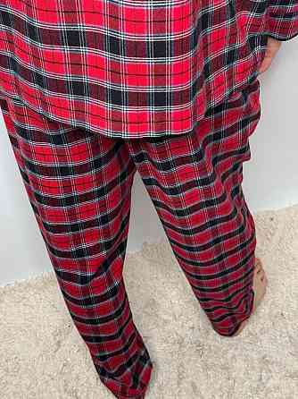 Мужская хлопковая пижама в клетку Вишневый, XL/2XL Харьков