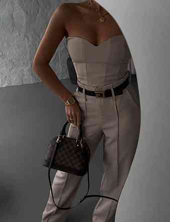 Жіночий базовий діловий костюм двійка: корсет і штани костюмка Бежевий, 42/44 Одеса