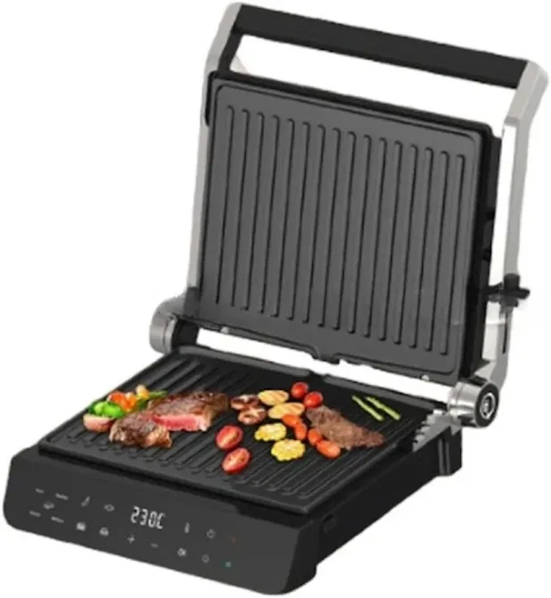 Електричний гриль SK-08079 з антипригарним покриттям, термостат, відкриття кришки 90°/180°, зручний Одеса - фото 2