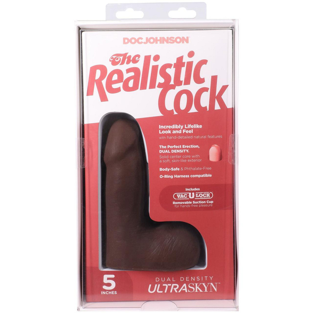 Фалоімітатор Doc Johnson The Realistic Cock ULTRASKYN - 5 Inch with Balls Chocolate Sex Aura Київ - фото 10