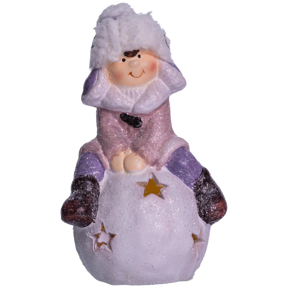Yiwu Новорічна фігурка з підсвіткою Дівчинка на сніговій кулі з фарфору 8×7×16 (см) новорічний Коломыя - изображение 2