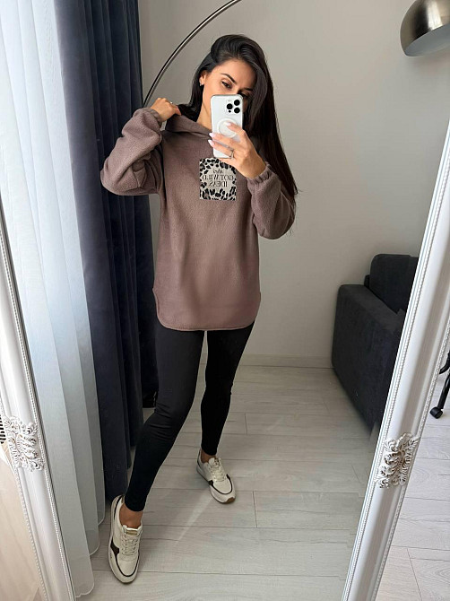 Женский теплый костюм двойка: кофта и лосины двусторонний Polar Флис + дайвинг на флисе Бежевый, 46/48 Одесса - изображение 4