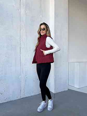 Жіноча тепла жилетка на блискавці плащівка емі на силіконі Бургунді, 46/48 Одеса