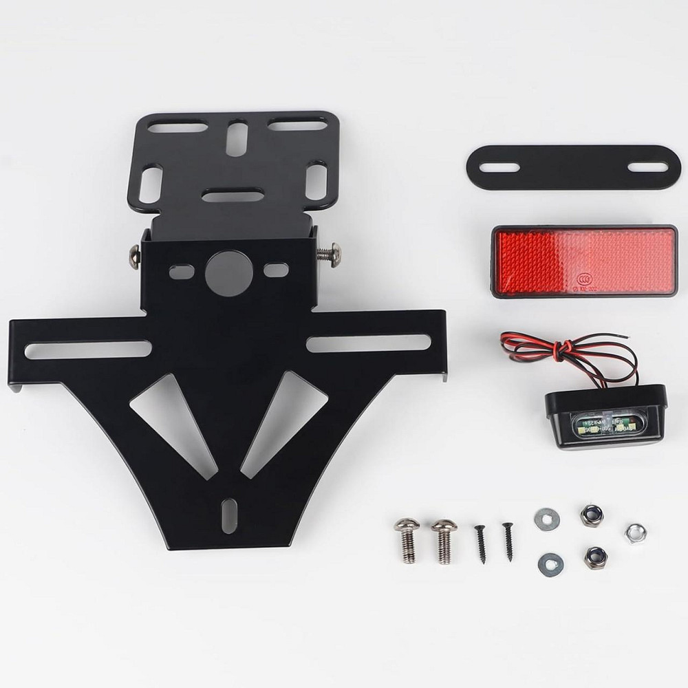 Крепление номерного знака для мотоцикла алюминиевое регулируемое с подсветкой и светоотражателем совместимо с Киев - изображение 7