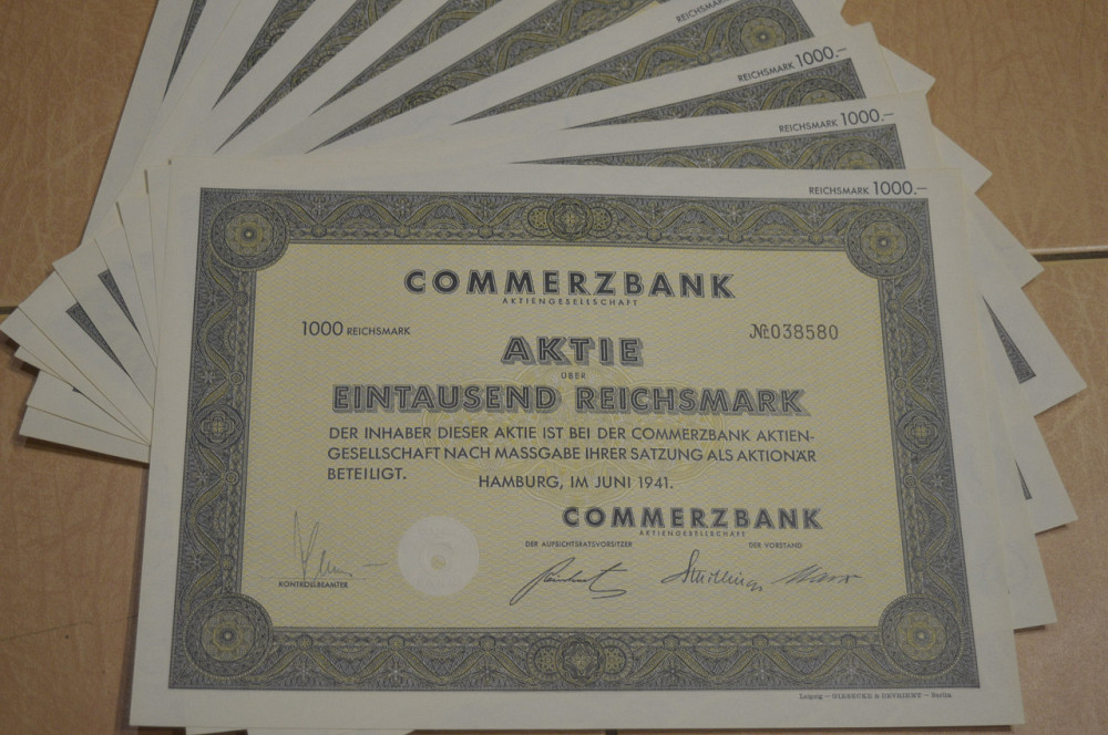 Акция. Германия. Commerzbank Hamburg 1000 reichbank 1941 год aUNC-UNC (5 - 22) Полтава - изображение 1