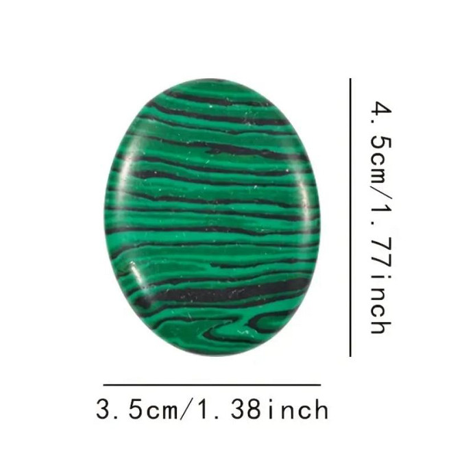 Овальный камень из натурального малахита 45 мм | Антистресс-камень для медитации, снятия напряжения  Киев - изображение 2