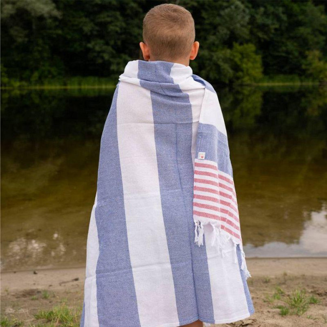 Рушник пештемаль Lovely Svi бавовняний, пляжний, хамам, spa - XХL 100x180 см Blue/Red Stripes (1032025) Київ - фото 2