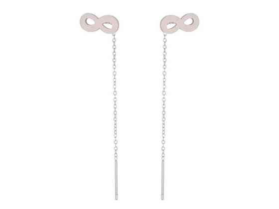 Серьги протяжки TTM Stainless Steel Родий Знак бесконечности с цепочкой 6,6см (334443) ТМ XUPING Киев