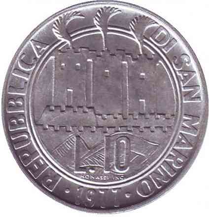 Монета 10 лир. 1977 год, Сан-Марино.UNC Полтава