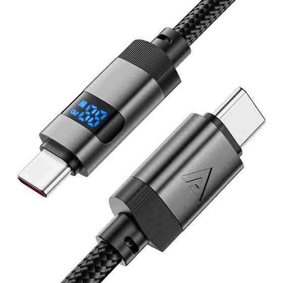 Кабель ACEFAST C15-03 USB-C to USB-C zinc alloy digital display braided charging data cable Black Одеса