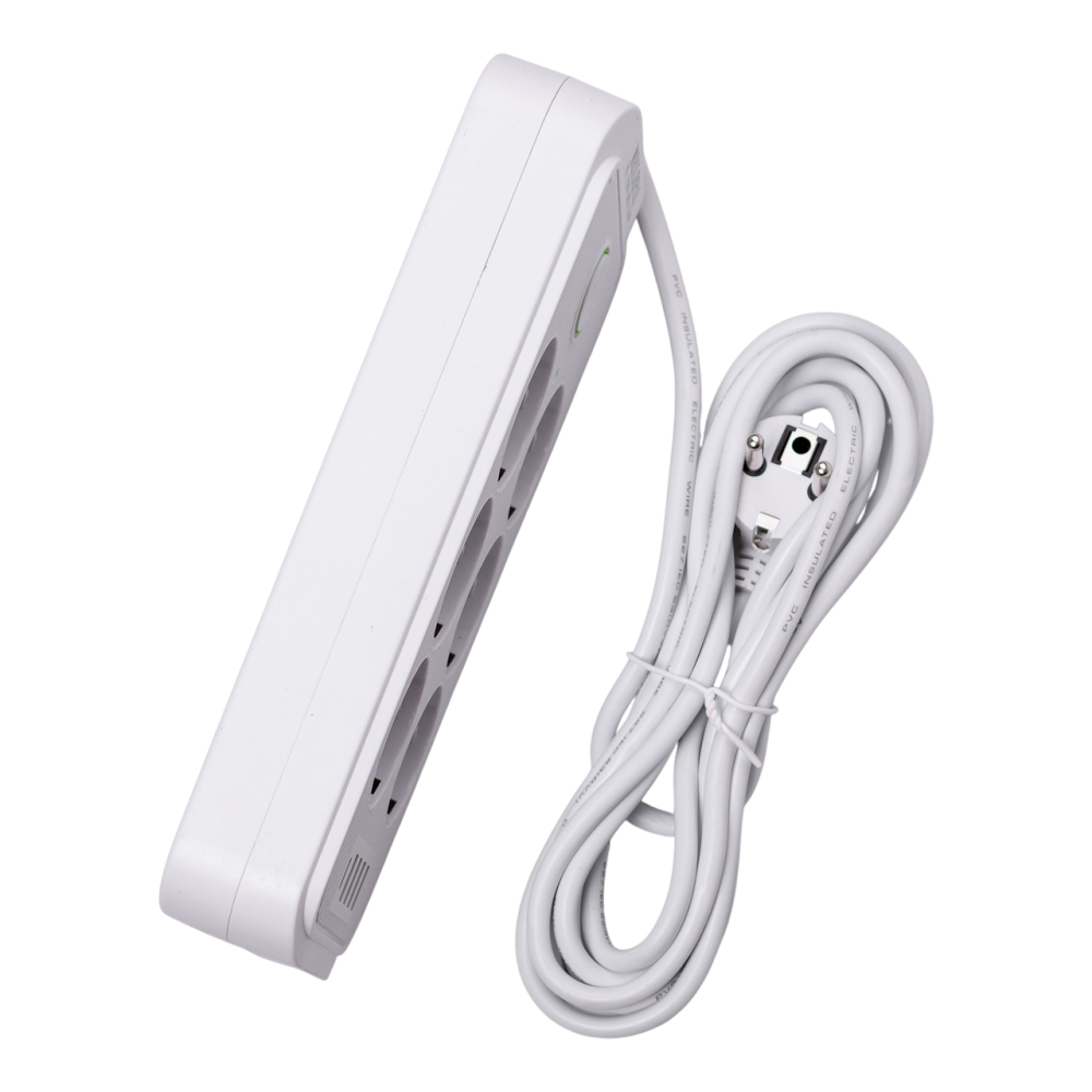 Сетевой фильтр 3 м удлинитель F06U на 6 розеток 4 USB 1 Type-C и кнопкой отключения Белый HP-5-23 Киев - изображение 7
