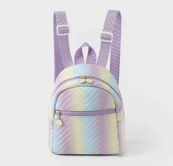 Маленький женский рюкзак, женская сумочка, сумочка для девочек, радужный, - размер 19*10,5*18,5см, 2 кармана Киев