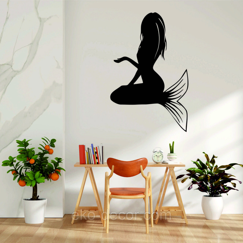 Декоративное настенное 3D Панно «Русалочка» Декор на стену с объемом 90*63 см, Черный Киев - изображение 1