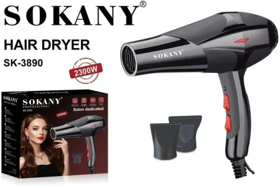 Фен для волосся HS-3890 професійний 2300Вт з концентратором, 3 швидкості, 2 режими температури, петля Одеса