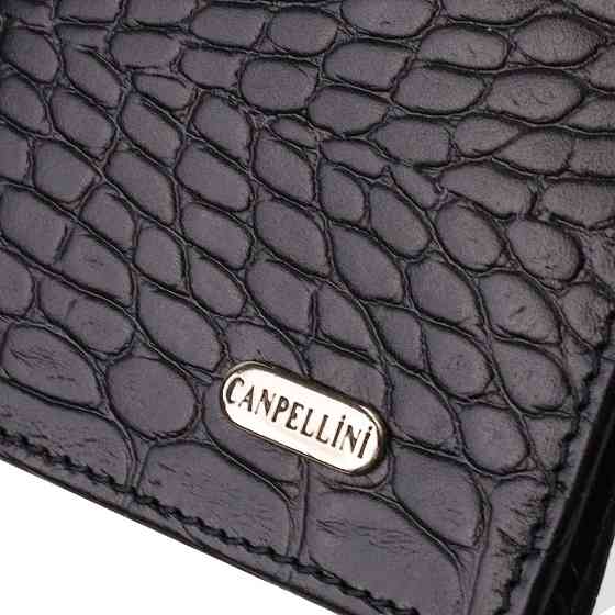 Привлекательный вертикальный мужской бумажник из натуральной кожи с тиснением под крокодила CANPELLINI 21896 Черный Киев