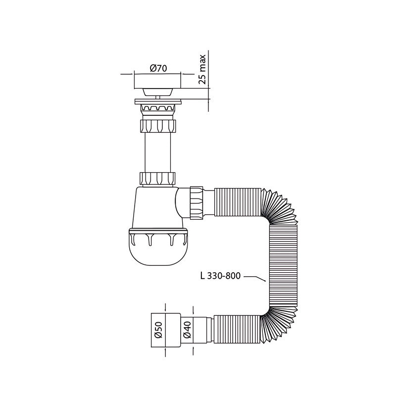 Сифон для кухні Mixxus SK-01-A 1 1/2"x40 з литим випуском 40*40/50 (MI8190) ( 19873 ) Харків - фото 2