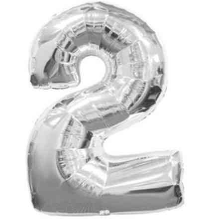 Шарик цифра 2 фольгированная 32 дюйма серебристый Киев