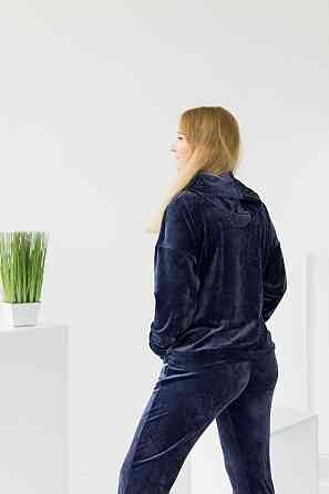 Жіночий велюровий костюм із капюшоном Синій M Харків