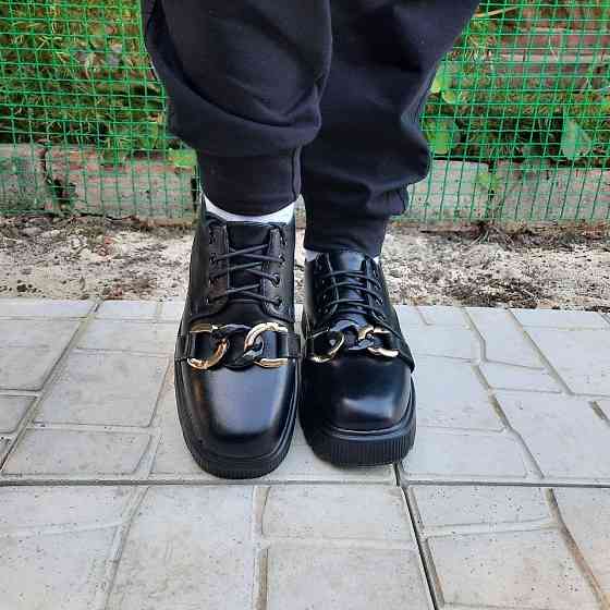 -Жеські Чорні Туфлі на Толстой Підошві (розміри: 37,38,39,40) — 710-3 Дніпро