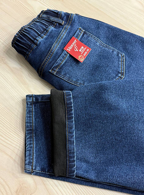 Джинсы женские Vanver 8335 утепленные на флисе MOM с резинкой на талии синие, синий, З6, 36, 102 см, 128 см Киев - изображение 9