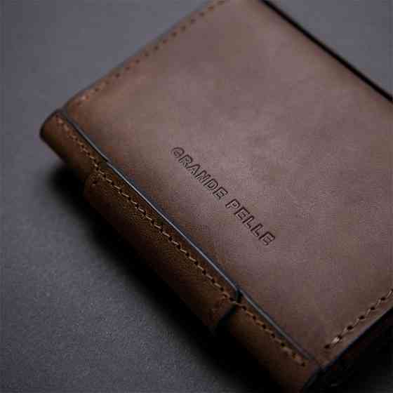 Чоловіча шкіряна візитниця Коричневий (GRANDE PELLE) Київ
