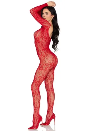 Бодистокинг Leg Avenue Crotchless Fishnet Bodystocking One Size Red Львов