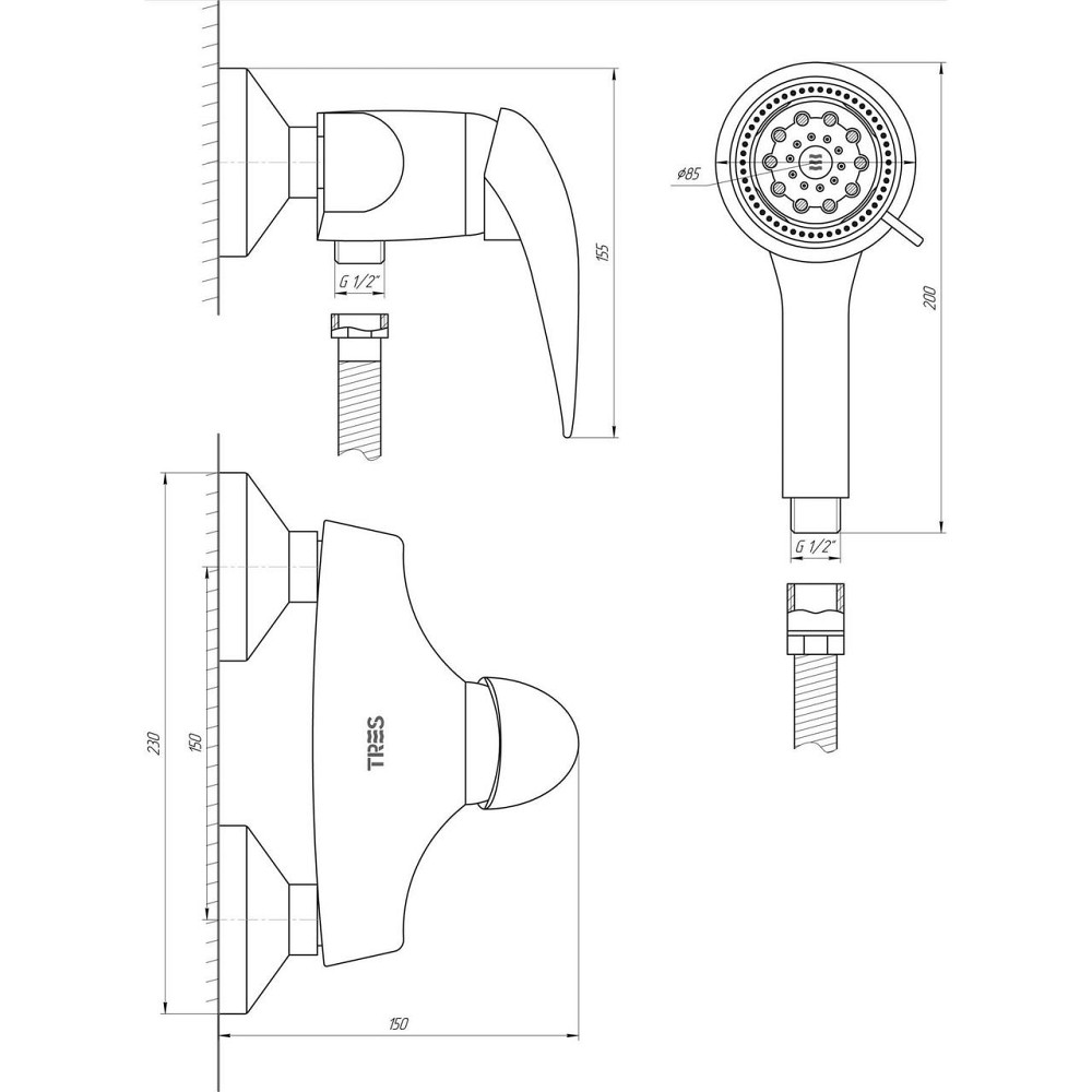 Смеситель для душа TRES STYL 143568 Киев - изображение 2