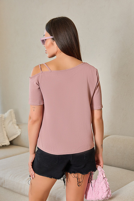 Літня блузка з відкритим плечем "Elis"| Норма і батал | Розпродаж моделі Фрезовий, 42-44 Київ - фото 2