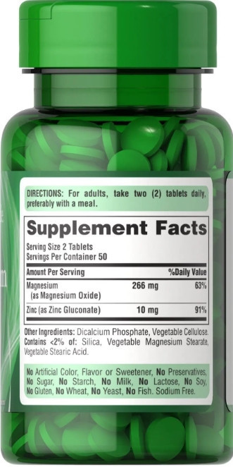 Магній та Цинк Puritan's Pride Magnesium with Zinc 100 tabs Київ - фото 2