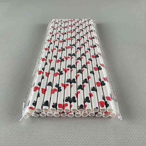 Соломка трубочка паперова Ø 5 мм 20 см "Покер" 25 шт (1 пачка) Харків