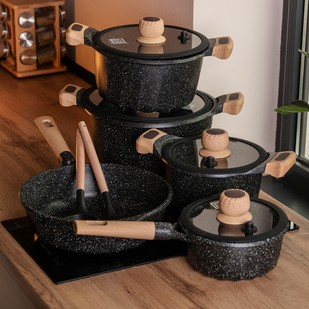 Набір посуду, комплект з 4 каструль і сковорідок, MGC, чорний HP-4-404B Коломыя - изображение 7