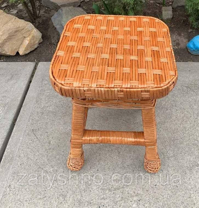 Стільчик низький плетений кавовий Київ - фото 7