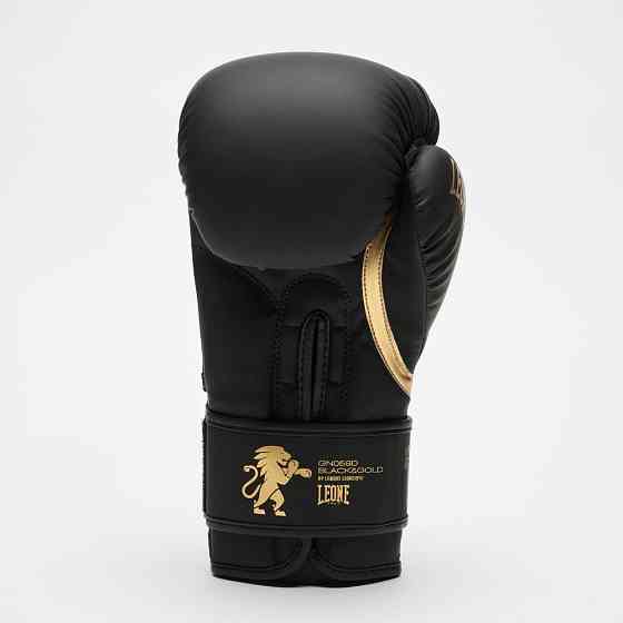Боксерські рукавиці Leone GN059D Black/Gold 12 унцій (капу в комплекті) Кам'янське