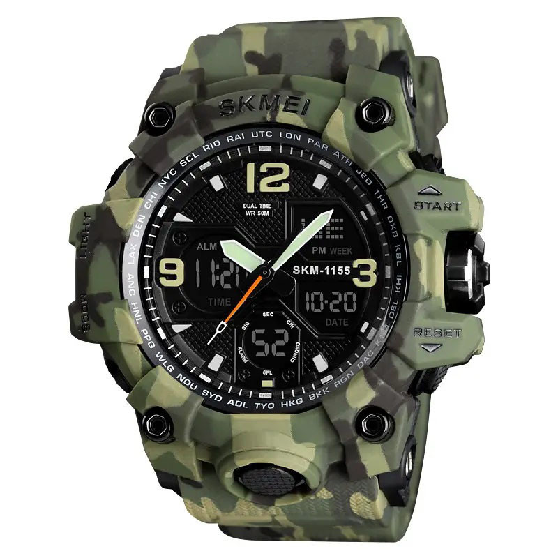 Спортивные часы мужские водонепроницаемы SKMEI 1155BCMGN GREEN CAMO, Часы военной тематики DS-71 Львов - изображение 6