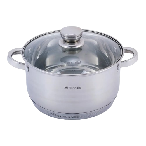 Каструля нержавіюча сталь 5л з кришкою порожнисті ручки 4913 KAMILLE Житомир - изображение 1