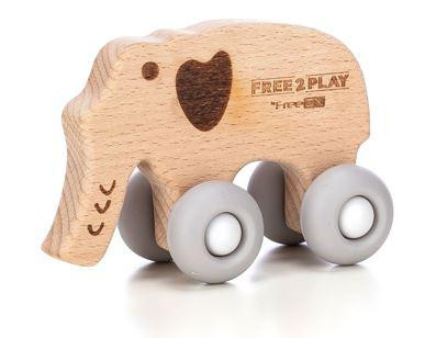 Деревянная игрушка FreeON слоник на силиконовых колесах Киев - изображение 1