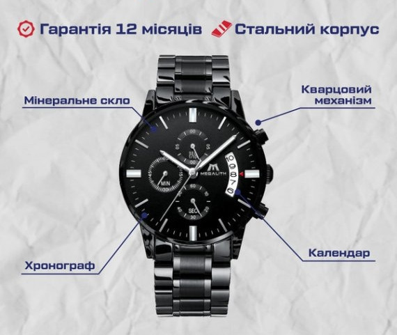 Годинник чоловічий наручний MegaLith Super Nylon (2 ремінці) Чорний Київ - фото 6