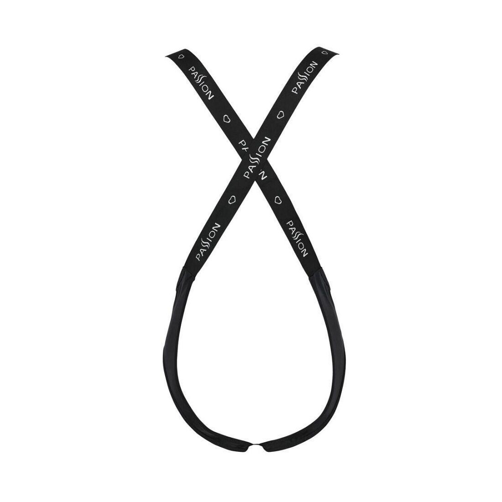 Мужское открытое боди Passion 027 BRUNO S/M Black, под латекс, на лямках Sex Aura Киев - изображение 6