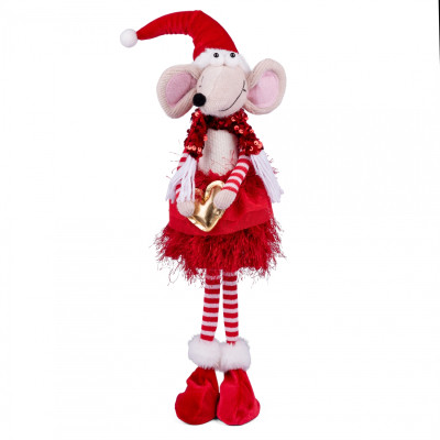Новорічна фігурка Novogod`ko Мишеня Дівчинка в червоном, 56 см (974785) Вінниця - фото 1