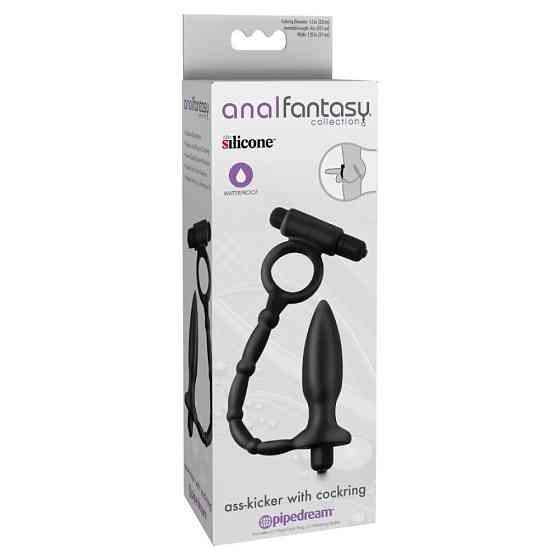 Анальная пробка с эрекционным кольцом Pipedream Anal Fantasy Collection с вибрацией, черный Sex Aura Киев